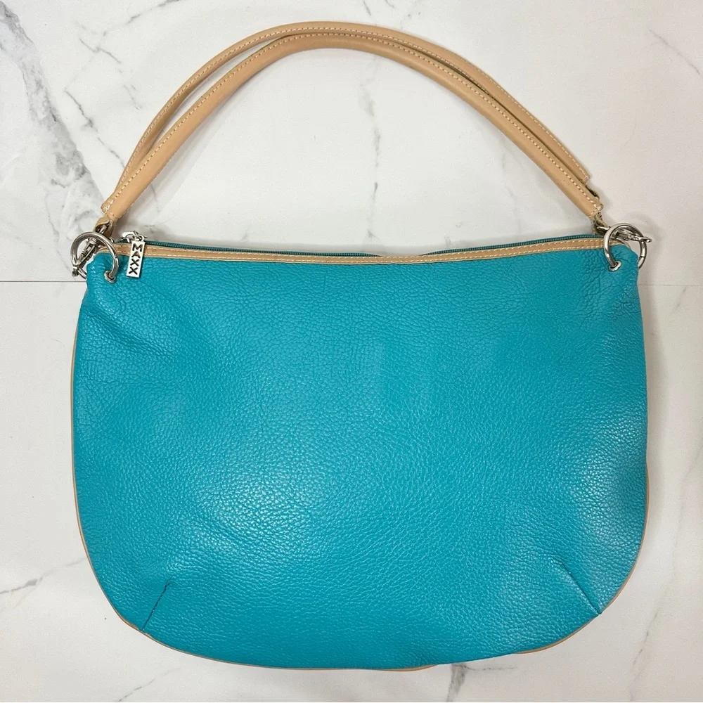 Maxx NY Turquoise Leather Hobo Bag Convertible Shoulder to Crossbody